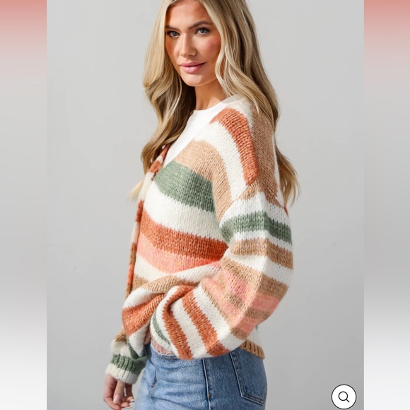 Striped Oversized Sweater Cardigan - Picture 4 of 9